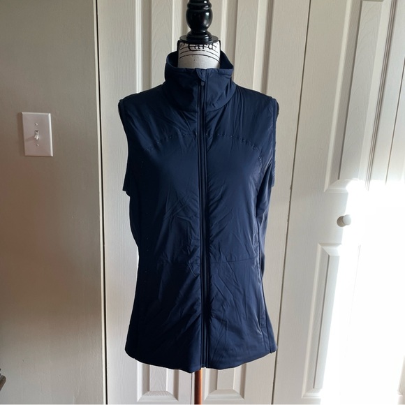 Lululemon Vest Women 12 Blue Prima Run For Cold Train Yoga Athleisure Full Zip - Picture 1 of 10